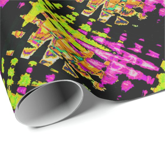 Papier Cadeau Poster d'art Abstrait Neon Glitch Imprimer (Coin rond)