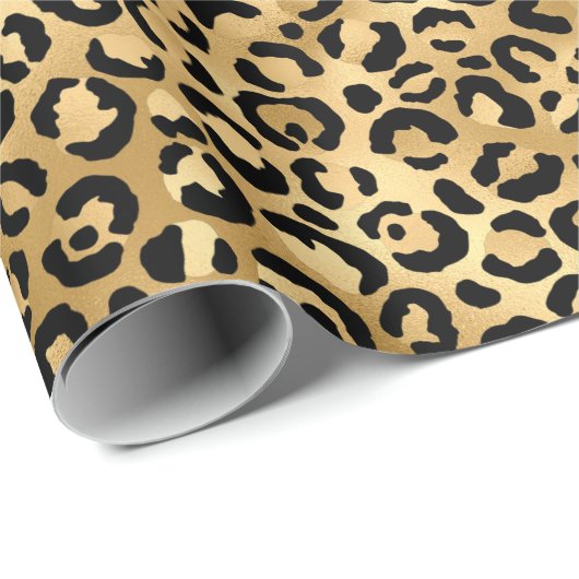 Papier Cadeau Poster de animal de Cheetah Léopard d'or noir (Coin rond)