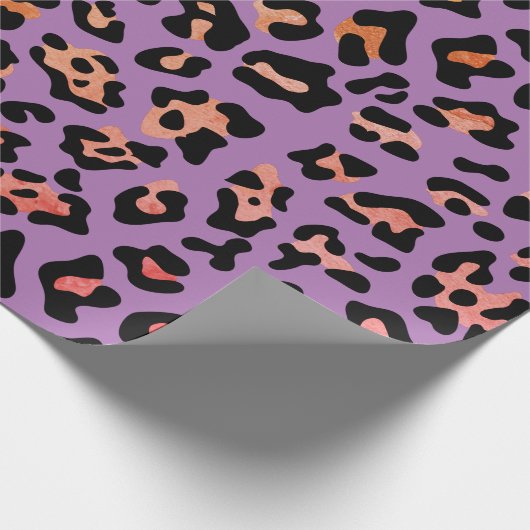 Papier Cadeau Poster de animal de léopard mauve (Coin)
