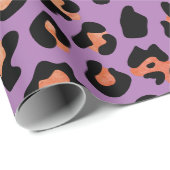 Papier Cadeau Poster de animal de léopard mauve (Coin rond)
