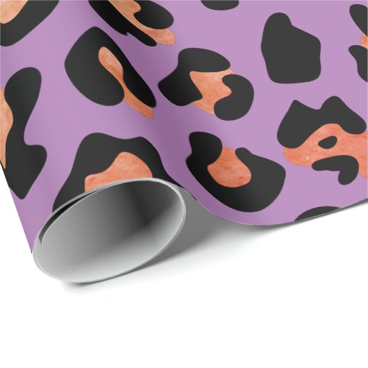 Papier Cadeau Poster de animal de léopard mauve (Coin rond)
