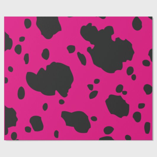 Papier Cadeau Poster de animal Des Spots De Vache Rose Et Noir (Plat)