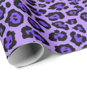 Papier Cadeau Poster de animal léopard élégant motif violet viol (Coin rond)