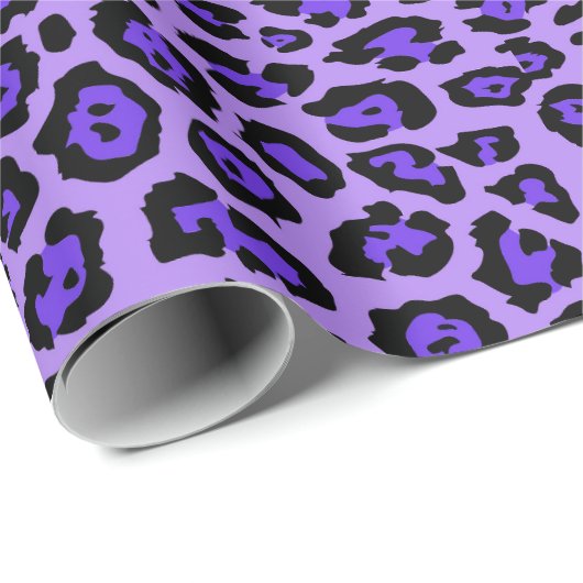 Papier Cadeau Poster de animal léopard élégant motif violet viol (Coin rond)