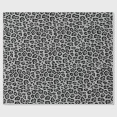 Papier Cadeau Poster de animal léopard élégant noir gris fusain (Plat)