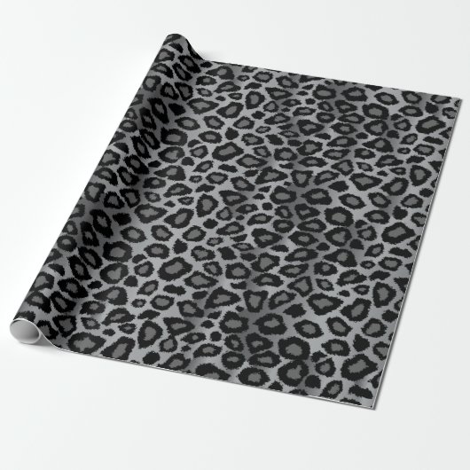 Papier Cadeau Poster de animal léopard gris (Déroulé)