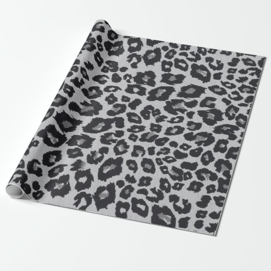 Papier Cadeau Poster de animal léopard noir gris (Déroulé)