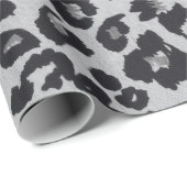 Papier Cadeau Poster de animal léopard noir gris (Coin rond)