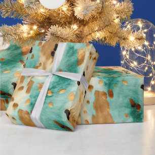 Papier Cadeau Poster de animal noir Turquoise or