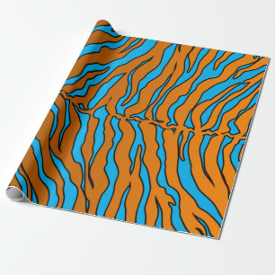 Papier Cadeau Poster de animal Tigre Turquoise Et Orange