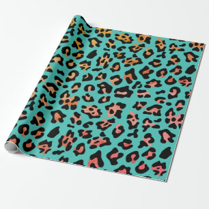 Papier Cadeau Poster de animal Turquoise Leopard