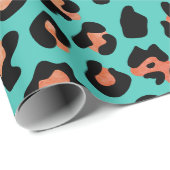 Papier Cadeau Poster de animal Turquoise Leopard (Coin rond)