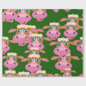 Papier Cadeau Poster de animal Visage Vache Rose Et Brown (Plat)