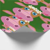 Papier Cadeau Poster de animal Visage Vache Rose Et Brown (Coin)