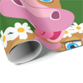 Papier Cadeau Poster de animal Visage Vache Rose Et Brown (Coin rond)