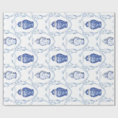 Papier Cadeau Pot à gingembre bleu et blanc de style chinoiserie (Plat)