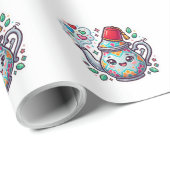 Papier Cadeau Pot à thé Kawaii Moroccan Mint Sticker (Coin rond)