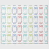 Papier Cadeau Pot de maçon tiré par la main dans 4 couleurs (Plat)