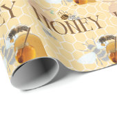 Papier Cadeau Pot de miel Abeille à miel Nid d'abeille Apiary (Coin rond)