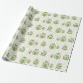 Papier Cadeau Pot Vert Et Blanc & Cadeaux Plaid, Point (Déroulé)