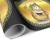 Papier Cadeau Potates de caractère avec poils verts (Coin rond)