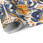 Papier Cadeau Poteries de carreaux de Talavera mexicains (Coin rond)