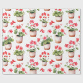 Papier Cadeau Pots de géranium mignons (Plat)