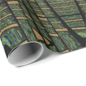 Papier Cadeau Pots Leopard Plumes Peacock géométriques modernes (Coin rond)