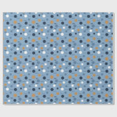 Papier Cadeau Pots Moderne Découpé Bleu Nom de Noël Texte (Plat)