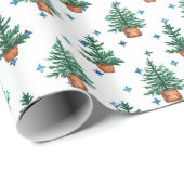 Papier Cadeau Potted Christmas Tree Farmhouse Holiday Pattern (Coin rond)