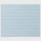 Papier Cadeau Poudre Bleu Blanc XL Quatrefoil Marocain #7DS (Plat)