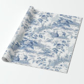 Papier Cadeau Poudre bleu Chinoiserie Toile (Déroulé)
