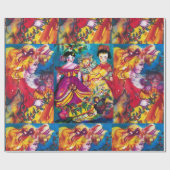 PAPIER CADEAU POUDRES ANTIQUES, PETITES FILLES ET ORNAMENTS DE N (Plat)