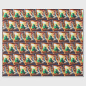 Papier Cadeau Poule avec un œuf vert (Plat)