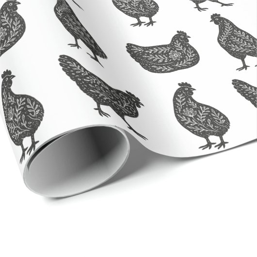 Papier Cadeau Poules (Coin rond)