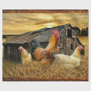 Papier Cadeau Poules de coq Russe Grotte Coop