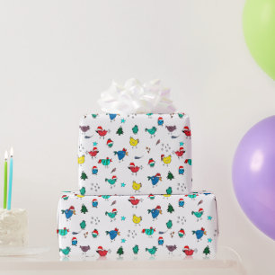 Papier Cadeau Poules de Noël couleur de votre choix emballage p