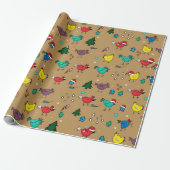 Papier Cadeau Poules en mode Noël #or (Déroulé)