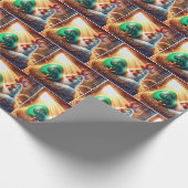 Papier Cadeau Poulet avec un œuf vert (Coin)