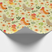 Papier Cadeau Poulet de ferme sans soudure et modèle floral (Coin)