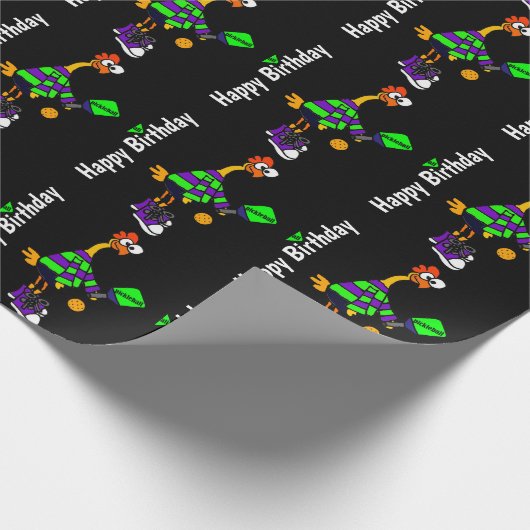 Papier Cadeau Poulet en caoutchouc drôle jouant Pickleball (Coin)