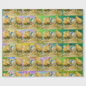 Papier Cadeau POULET, OEUF DE PÂQUES, OEUF DE NEIGE, BLEU, Vert (Plat)