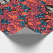 Papier Cadeau Poulet sur les branches de bleuets sur l'orange (Coin)