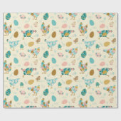Papier Cadeau Poulets Abstraits et oeufs de Pâques Motif sans so (Plat)