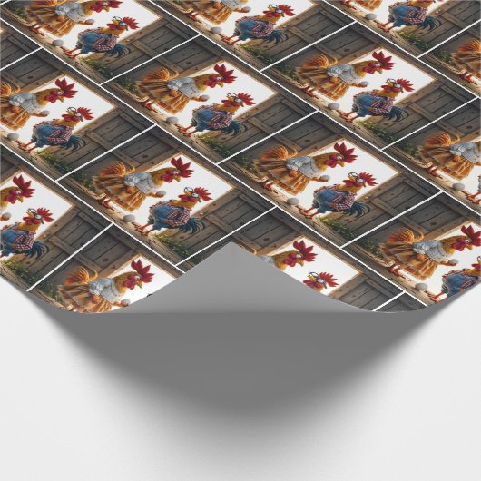 Papier Cadeau Poulets Comiques Avec Oeufs (Coin)