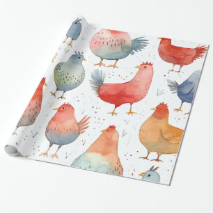 Papier Cadeau Poulets dans une ferme