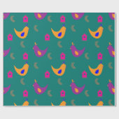 Papier Cadeau Poulets de ferme colorés (Plat)