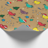 Papier Cadeau Poulets de l'humeur de Noël #or (Coin)