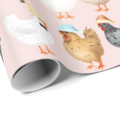 Papier Cadeau Poulets de Noël (Coin rond)