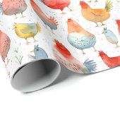 Papier Cadeau Poulets d'élevage (Coin rond)